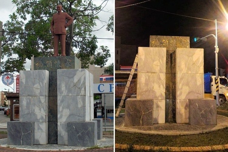 蔣中正銅像突遭拆除 藍營人士稱意在向蔡英文邀功 蔣中正銅像突遭拆除 藍營人士稱意在向蔡英文邀功