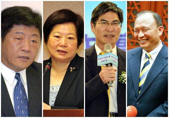 林全“內(nèi)閣”局部改組,陳時中接“衛(wèi)福部”(左1)、林美珠(左2)接“勞動部”、陳良基(右2)掌“科技部”、林聰賢(右1)掌“農(nóng)委會” 林全“內(nèi)閣”局部改組,陳時中接“衛(wèi)福部”(左1)、林美珠(左2)接“勞動部”、陳良基(右2)掌“科技部”、林聰賢(右1)掌“農(nóng)委會”