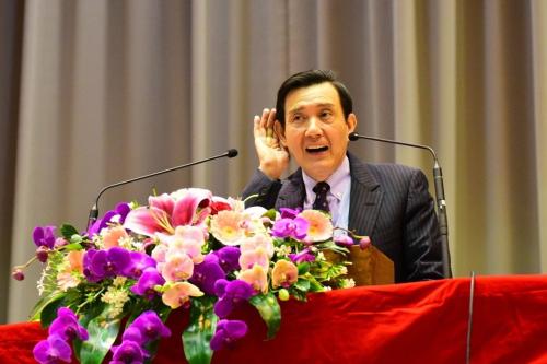 圖為馬英九演講現(xiàn)場 臺灣聯(lián)合報圖