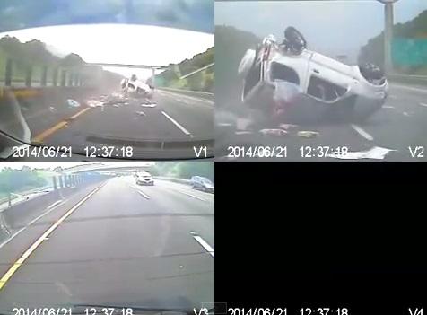 休旅車遭撞,翻滾6圈半才停住 休旅車遭撞,翻滾6圈半才停住