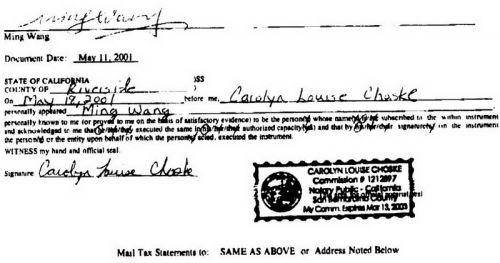 雖然房產轉讓方是“Ming Wong”(黃明),當王黎明的簽字還是寫成了“Ming Wang”(王明),隱去了“黎”的拼音Li。(摘自轉讓協議)